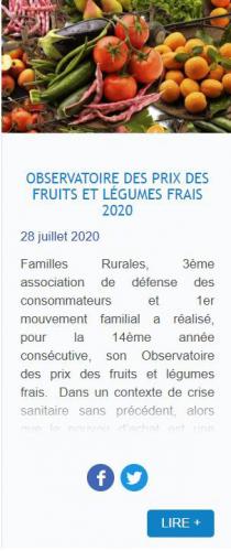 Observatoire des prix Fruits et légumes 2020